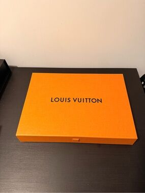 Louis Vuitton 16”x11”x2” Orange Gift Box with Black Logo